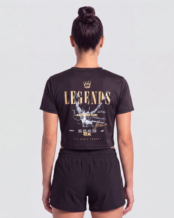 TIA TOOMEY LEGENDS NEVER DIE CROP TEE