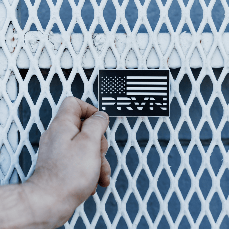 PRVN USA Black/White Flag Sticker - prvnfitness
